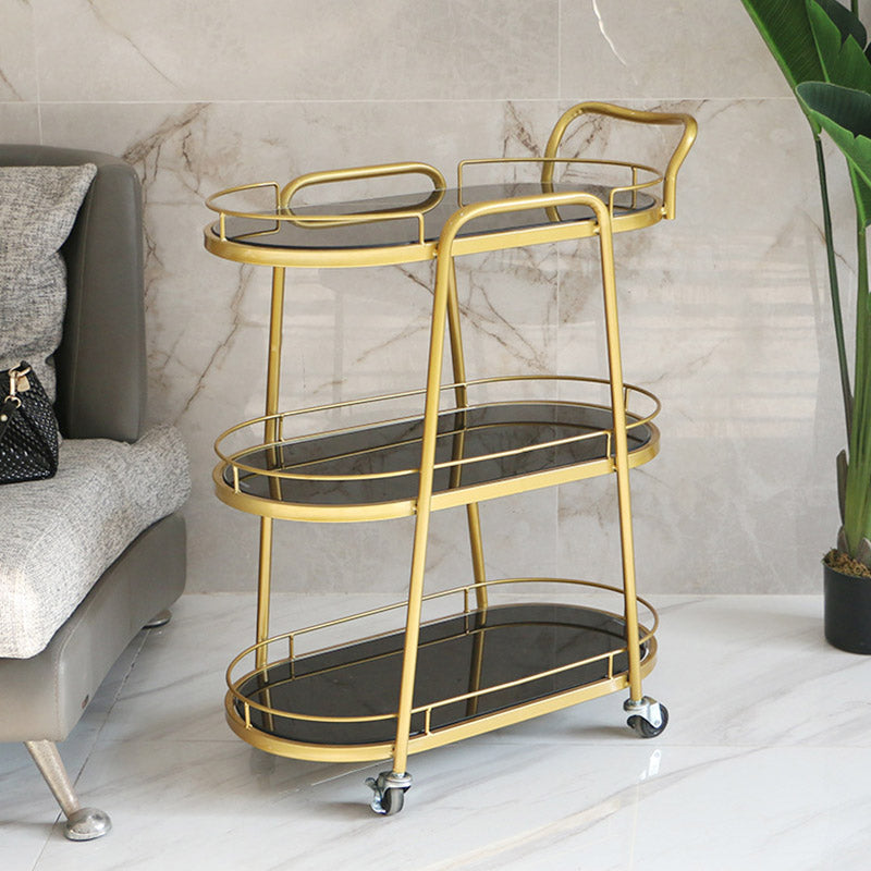 Modern Rolling Kitchen Trolley Glass Open Storage Prep Table Clearhalo 'furn' 'furn_kitchen_islands_carts' 'Furniture' 'Kitchen & Dining Furniture' 'Kitchen Islands & Carts' 'kitchen_islands_carts' 6784626