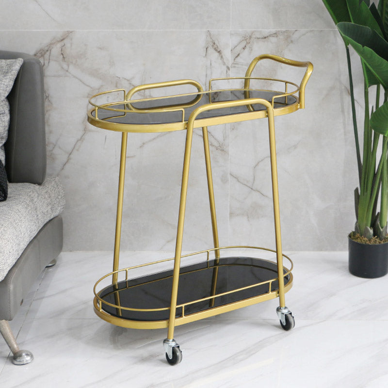 Modern Rolling Kitchen Trolley Glass Open Storage Prep Table Clearhalo 'furn' 'furn_kitchen_islands_carts' 'Furniture' 'Kitchen & Dining Furniture' 'Kitchen Islands & Carts' 'kitchen_islands_carts' 6784627