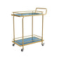 Modern Open Storage Prep Table Rectangular Rolling Kitchen Trolley 27"L x 15"W x 34"H Gold Blue 2 Clearhalo 'furn' 'furn_kitchen_islands_carts' 'Furniture' 'Kitchen & Dining Furniture' 'Kitchen Islands & Carts' 'kitchen_islands_carts' 6784691