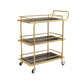 Modern Open Storage Prep Table Rectangular Rolling Kitchen Trolley 27"L x 15"W x 34"H Gold-Black 3 Clearhalo 'furn' 'furn_kitchen_islands_carts' 'Furniture' 'Kitchen & Dining Furniture' 'Kitchen Islands & Carts' 'kitchen_islands_carts' 6784698