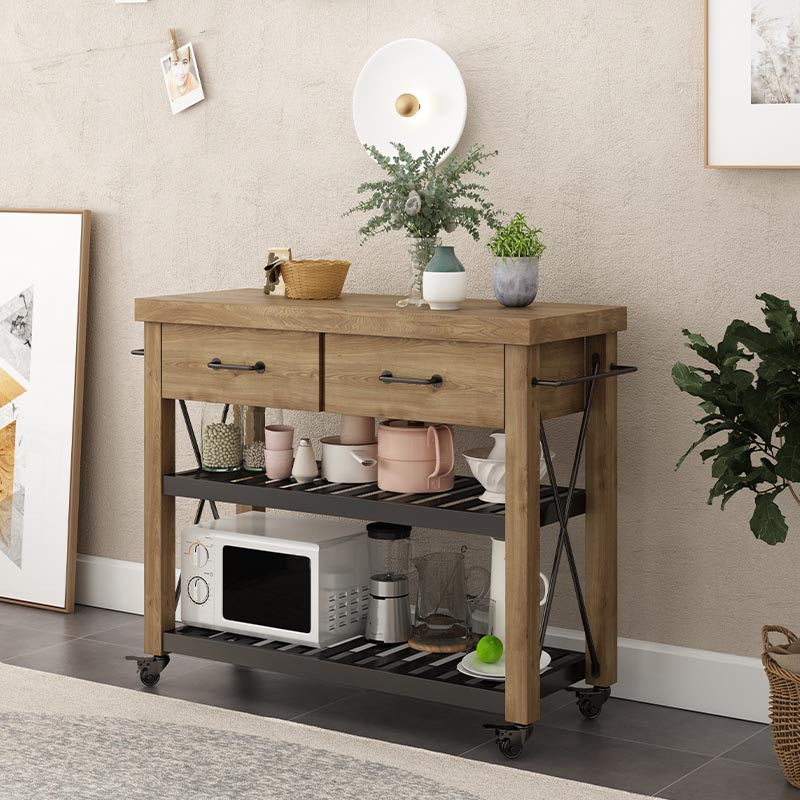 Moderna cucina in legno isola rotolante carrello con asciugamano