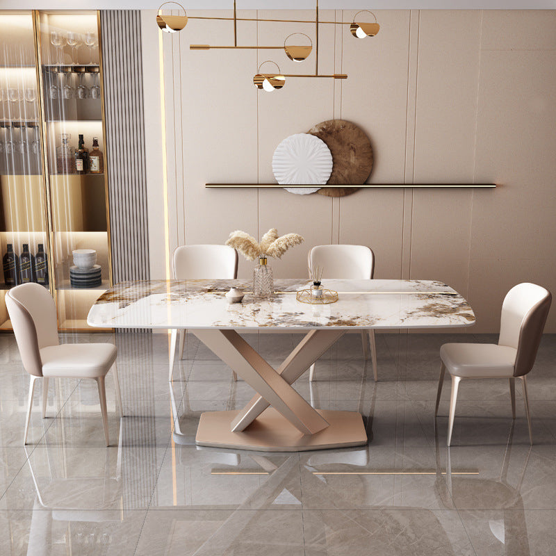 Marble Top Dining Table Modern Dining Table with Pedestal Base 63"L x 31.5"W x 29.5"H Without Chairs Clearhalo 'Dining Tables & Seating' 'Dining Tables' 'dining_table' 'furn' 'furn_dining_table' 'Furniture' 'Kitchen & Dining Furniture' 6784879