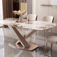 Marble Top Dining Table Modern Dining Table with Pedestal Base Clearhalo 'Dining Tables & Seating' 'Dining Tables' 'dining_table' 'furn' 'furn_dining_table' 'Furniture' 'Kitchen & Dining Furniture' 6784880
