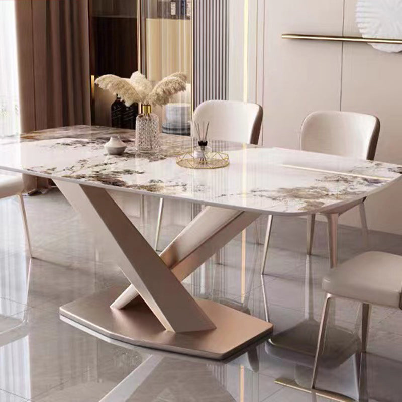 Marble Top Dining Table Modern Dining Table with Pedestal Base Clearhalo 'Dining Tables & Seating' 'Dining Tables' 'dining_table' 'furn' 'furn_dining_table' 'Furniture' 'Kitchen & Dining Furniture' 6784880