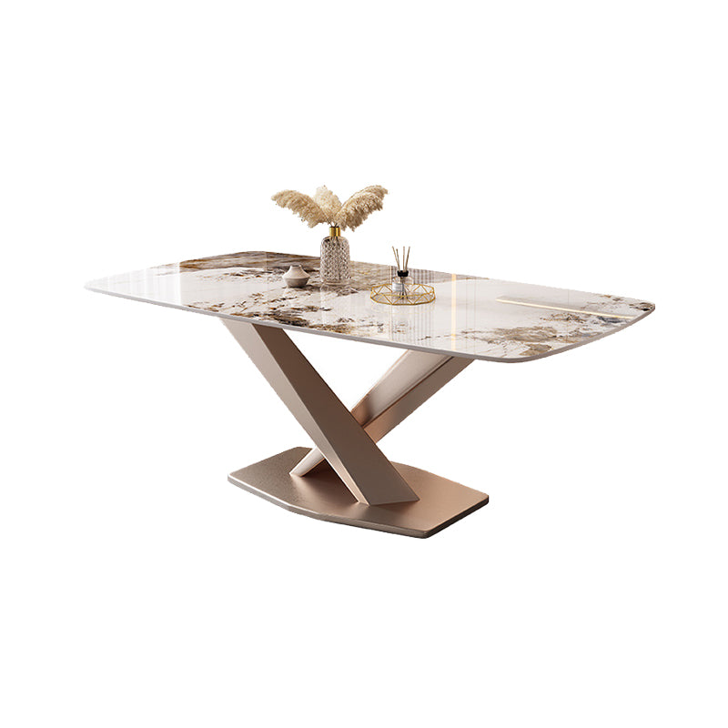 Marble Top Dining Table Modern Dining Table with Pedestal Base Clearhalo 'Dining Tables & Seating' 'Dining Tables' 'dining_table' 'furn' 'furn_dining_table' 'Furniture' 'Kitchen & Dining Furniture' 6784881