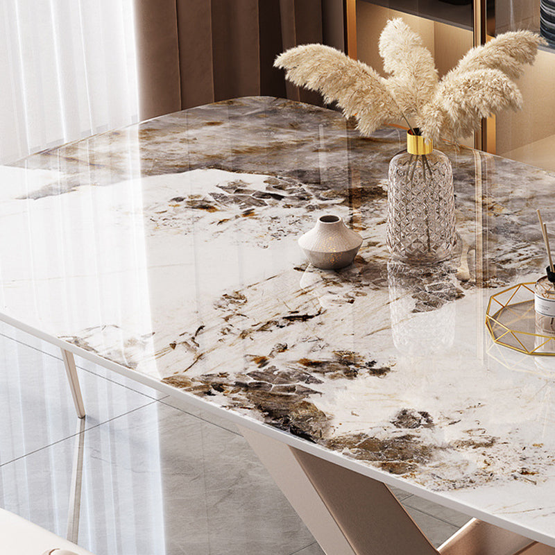 Marble Top Dining Table Modern Dining Table with Pedestal Base Clearhalo 'Dining Tables & Seating' 'Dining Tables' 'dining_table' 'furn' 'furn_dining_table' 'Furniture' 'Kitchen & Dining Furniture' 6784882
