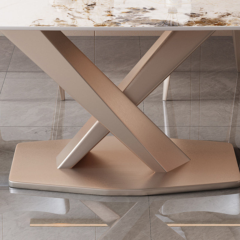 Marble Top Dining Table Modern Dining Table with Pedestal Base Clearhalo 'Dining Tables & Seating' 'Dining Tables' 'dining_table' 'furn' 'furn_dining_table' 'Furniture' 'Kitchen & Dining Furniture' 6784884