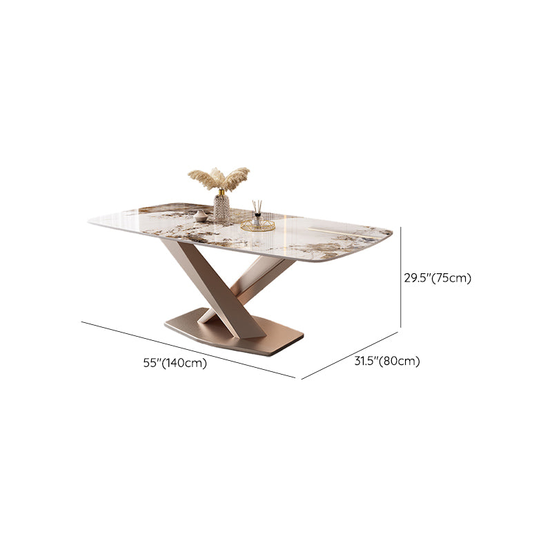 Marble Top Dining Table Modern Dining Table with Pedestal Base Clearhalo 'Dining Tables & Seating' 'Dining Tables' 'dining_table' 'furn' 'furn_dining_table' 'Furniture' 'Kitchen & Dining Furniture' 6784886