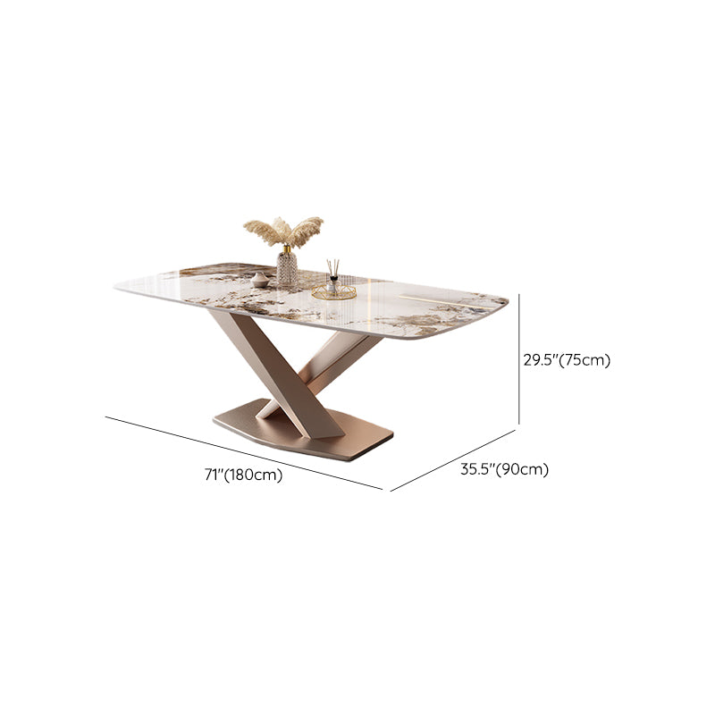 Marble Top Dining Table Modern Dining Table with Pedestal Base Clearhalo 'Dining Tables & Seating' 'Dining Tables' 'dining_table' 'furn' 'furn_dining_table' 'Furniture' 'Kitchen & Dining Furniture' 6784887