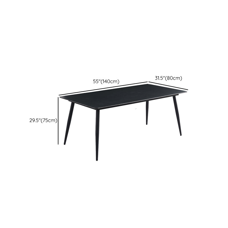 Eenvoud Rechthoekige eettafel Keuken Eettafel met metalen onderstel