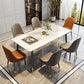 Stone Top Dining Table Metal Base Home Dinner Room Kitchen Table