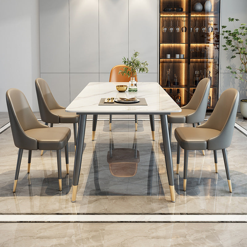 Stone Top Dining Table Metal Base Home Dinner Room Kitchen Table 51.2"L x 27.6"W x 29.5"H Without Chairs Clearhalo 'Dining Tables & Seating' 'Dining Tables' 'dining_table' 'furn' 'furn_dining_table' 'Furniture' 'Kitchen & Dining Furniture' 6784915