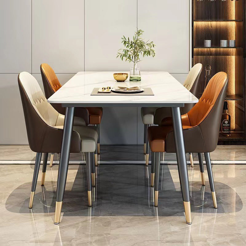 Stone Top Dining Table Metal Base Home Dinner Room Kitchen Table