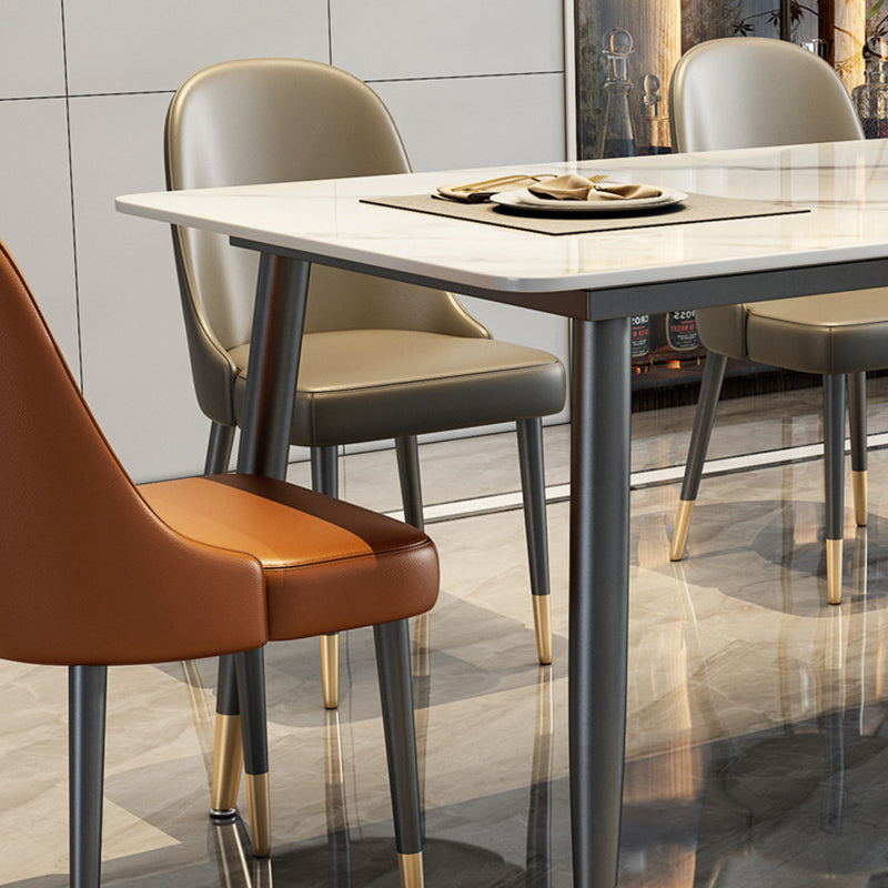 Stone Top Dining Table Metal Base Home Dinner Room Kitchen Table