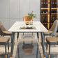 Stone Top Dining Table Metal Base Home Dinner Room Kitchen Table