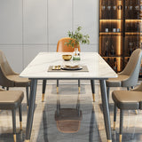 Stone Top Dining Table Metal Base Home Dinner Room Kitchen Table
