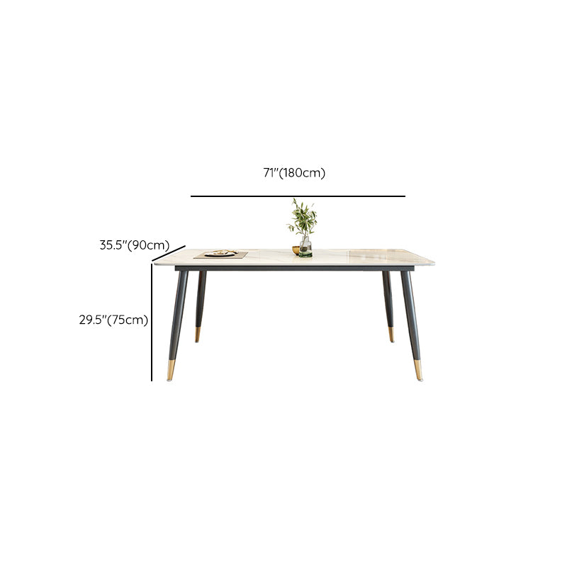 Stone Top Dining Table Metal Base Home Dinner Room Kitchen Table
