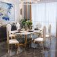 Glam Style Dining Room Dinner Table Gold Base Luxury Dining Table 59.1"L x 35.4"W x 29.5"H Without Chairs Clearhalo 'Dining Tables & Seating' 'Dining Tables' 'dining_table' 'furn' 'furn_dining_table' 'Furniture' 'Kitchen & Dining Furniture' 6784929
