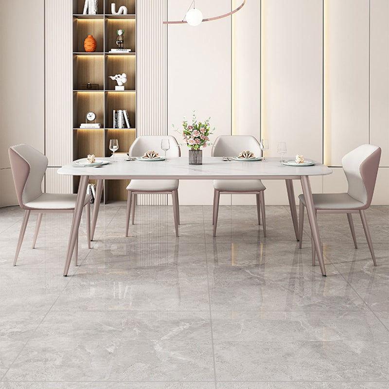 Metal Base Dining Table Tripod Stone Home Kitchen Dining Table 70.9"L x 35.4"W x 29.5"H Without Chairs Clearhalo 'Dining Tables & Seating' 'Dining Tables' 'dining_table' 'furn' 'furn_dining_table' 'Furniture' 'Kitchen & Dining Furniture' 6784939