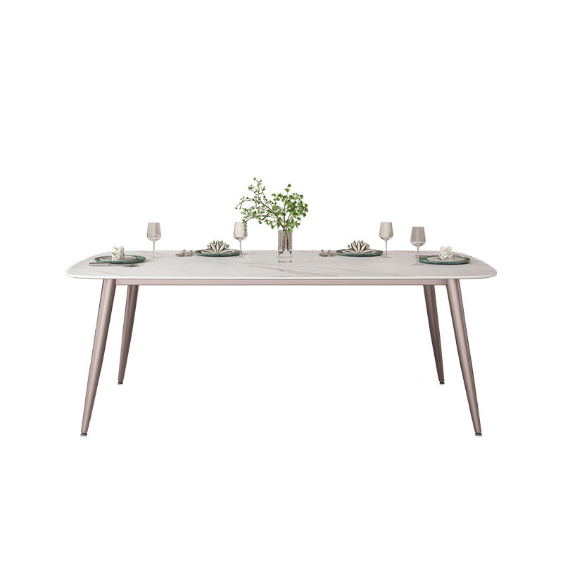 Metal Base Dining Table Tripod Stone Home Kitchen Dining Table 51.2"L x 31.5"W x 29.5"H Without Chairs Clearhalo 'Dining Tables & Seating' 'Dining Tables' 'dining_table' 'furn' 'furn_dining_table' 'Furniture' 'Kitchen & Dining Furniture' 6784941