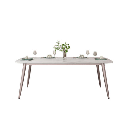Metal Base Dining Table Tripod Stone Home Kitchen Dining Table 51.2"L x 31.5"W x 29.5"H Without Chairs Clearhalo 'Dining Tables & Seating' 'Dining Tables' 'dining_table' 'furn' 'furn_dining_table' 'Furniture' 'Kitchen & Dining Furniture' 6784941