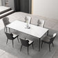 Modern Rectangle Stone Dining Table Black Frame Kitchen Table