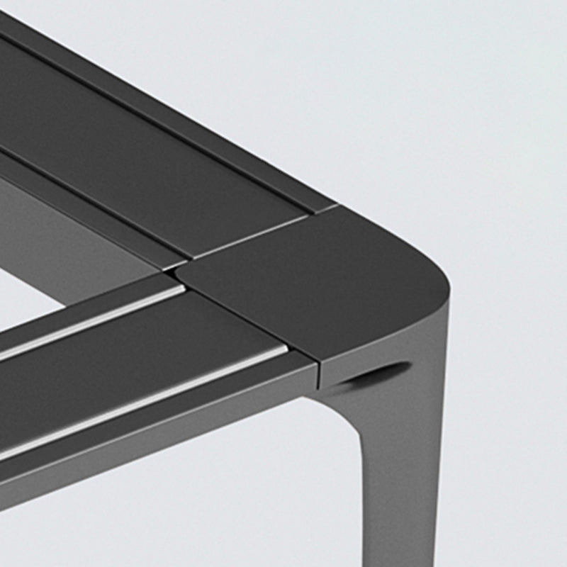 Modern Rectangle Stone Dining Table Black Frame Kitchen Table