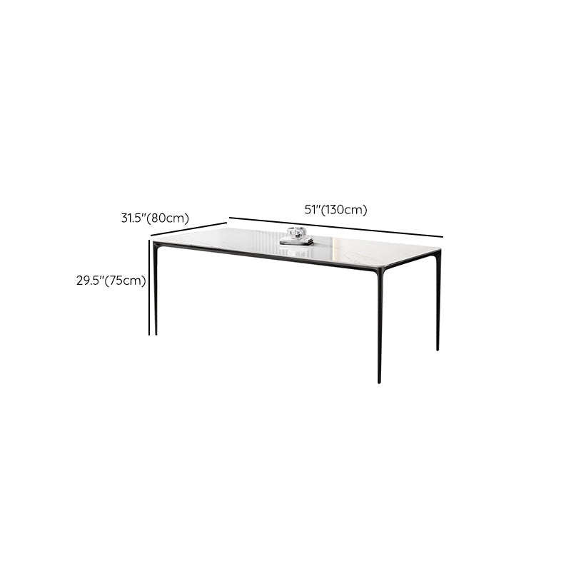 Modern Rectangle Stone Dining Table Black Frame Kitchen Table