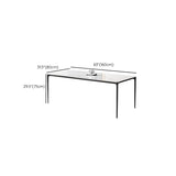 Modern Rectangle Stone Dining Table Black Frame Kitchen Table