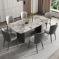 Industrial Dining Room Table Rectangle Stone Dinette Table In Grey 63"L x 35.4"W x 29.5"H Without Chairs Clearhalo 'Dining Tables & Seating' 'Dining Tables' 'dining_table' 'furn' 'furn_dining_table' 'Furniture' 'Kitchen & Dining Furniture' 6784998