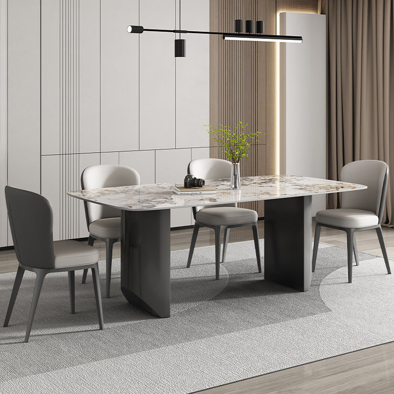 Industrial Dining Room Table Rectangle Stone Dinette Table In Grey 70.9"L x 35.4"W x 29.5"H Without Chairs Clearhalo 'Dining Tables & Seating' 'Dining Tables' 'dining_table' 'furn' 'furn_dining_table' 'Furniture' 'Kitchen & Dining Furniture' 6784999