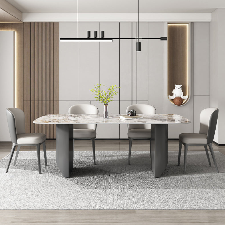 Industrial Dining Room Table Rectangle Stone Dinette Table In Grey 55.1"L x 31.5"W x 29.5"H Without Chairs Clearhalo 'Dining Tables & Seating' 'Dining Tables' 'dining_table' 'furn' 'furn_dining_table' 'Furniture' 'Kitchen & Dining Furniture' 6785001