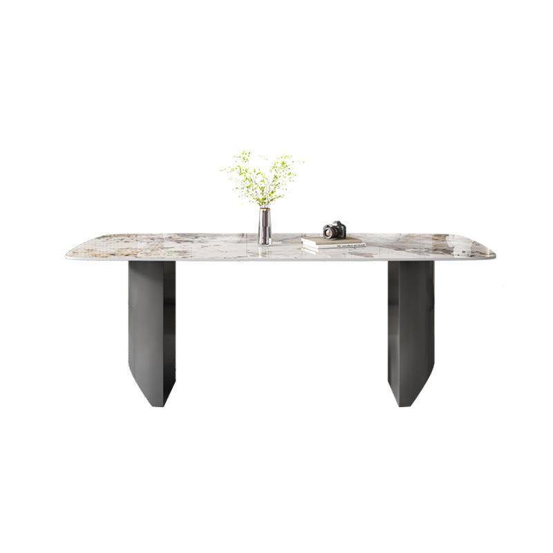 Industrial Dining Room Table Rectangle Stone Dinette Table In Grey Clearhalo 'Dining Tables & Seating' 'Dining Tables' 'dining_table' 'furn' 'furn_dining_table' 'Furniture' 'Kitchen & Dining Furniture' 6785002