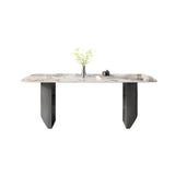 Industrial Dining Room Table Rectangle Stone Dinette Table In Grey Clearhalo 'Dining Tables & Seating' 'Dining Tables' 'dining_table' 'furn' 'furn_dining_table' 'Furniture' 'Kitchen & Dining Furniture' 6785002