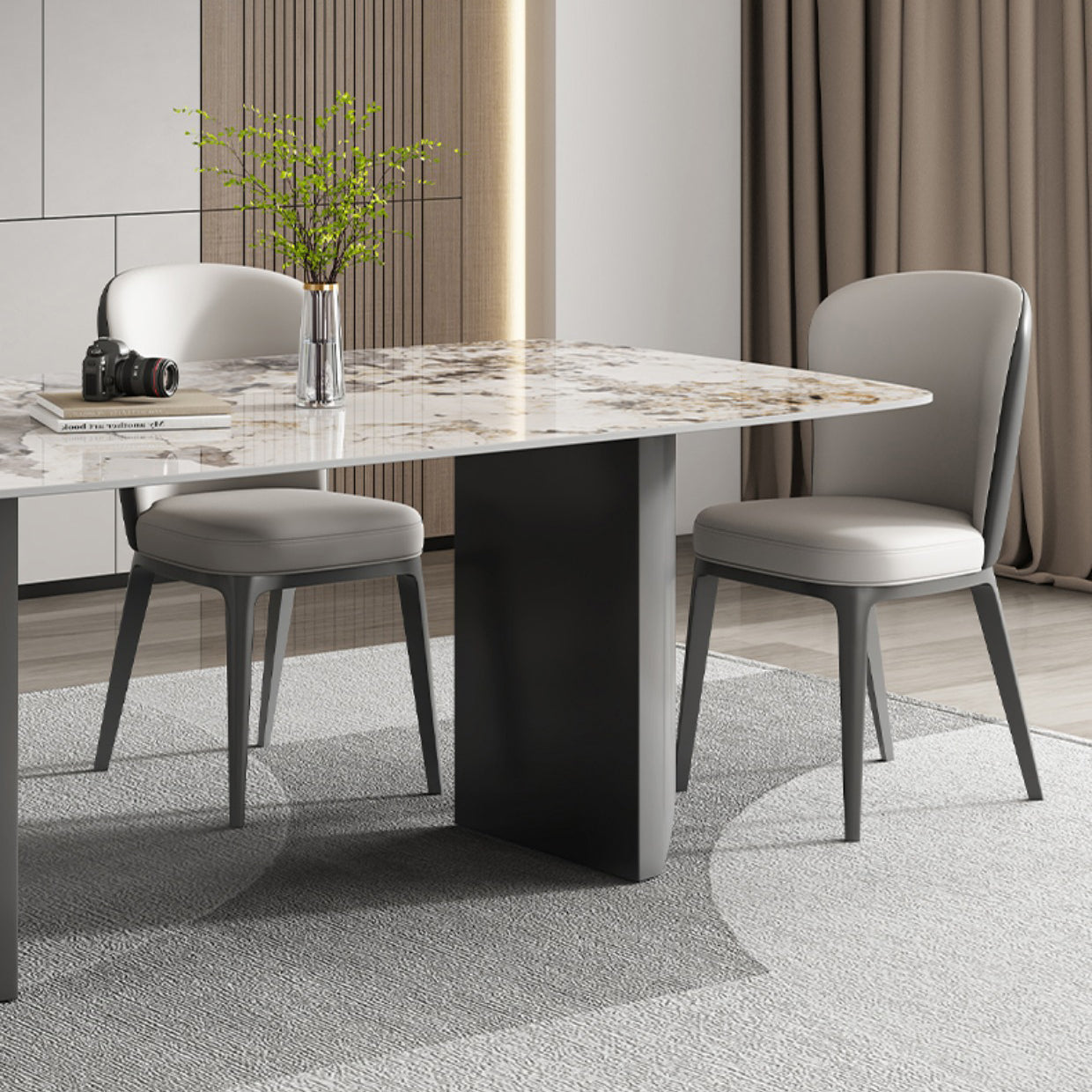Industrial Dining Room Table Rectangle Stone Dinette Table In Grey Clearhalo 'Dining Tables & Seating' 'Dining Tables' 'dining_table' 'furn' 'furn_dining_table' 'Furniture' 'Kitchen & Dining Furniture' 6785003