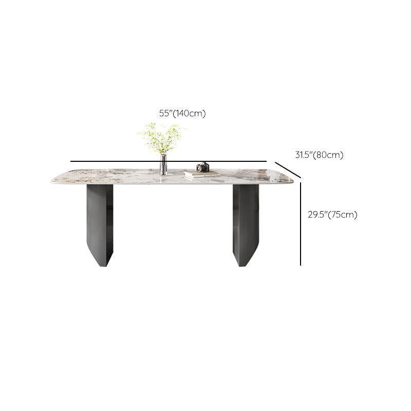 Industrial Dining Room Table Rectangle Stone Dinette Table In Grey Clearhalo 'Dining Tables & Seating' 'Dining Tables' 'dining_table' 'furn' 'furn_dining_table' 'Furniture' 'Kitchen & Dining Furniture' 6785007