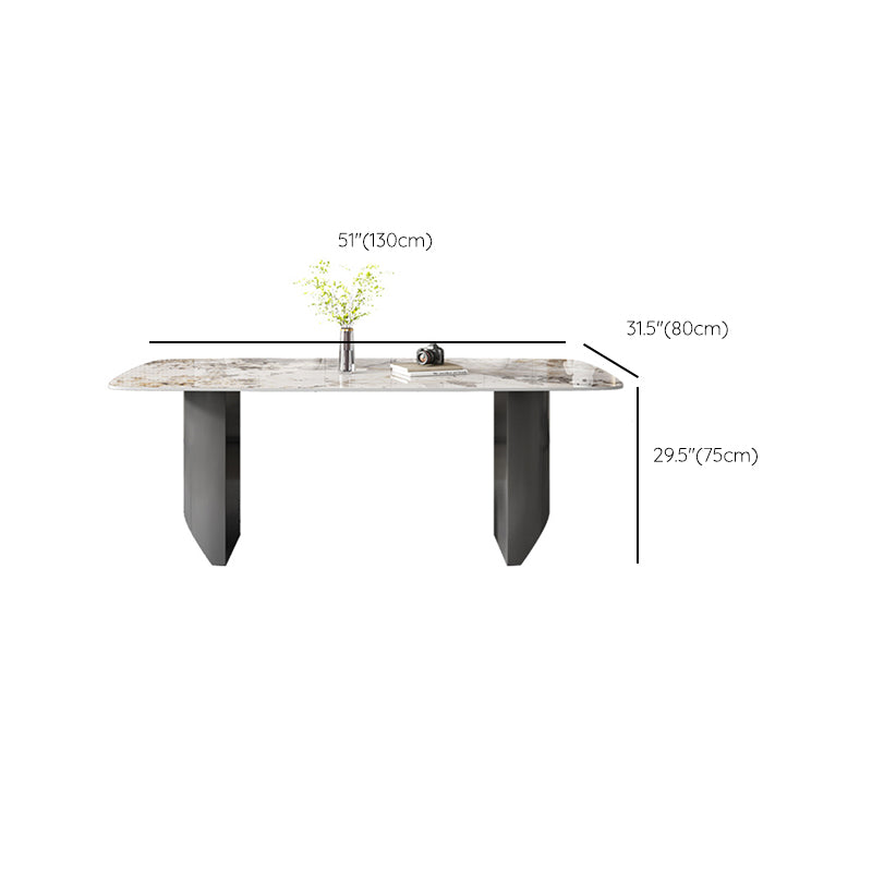 Industrial Dining Room Table Rectangle Stone Dinette Table In Grey Clearhalo 'Dining Tables & Seating' 'Dining Tables' 'dining_table' 'furn' 'furn_dining_table' 'Furniture' 'Kitchen & Dining Furniture' 6785010