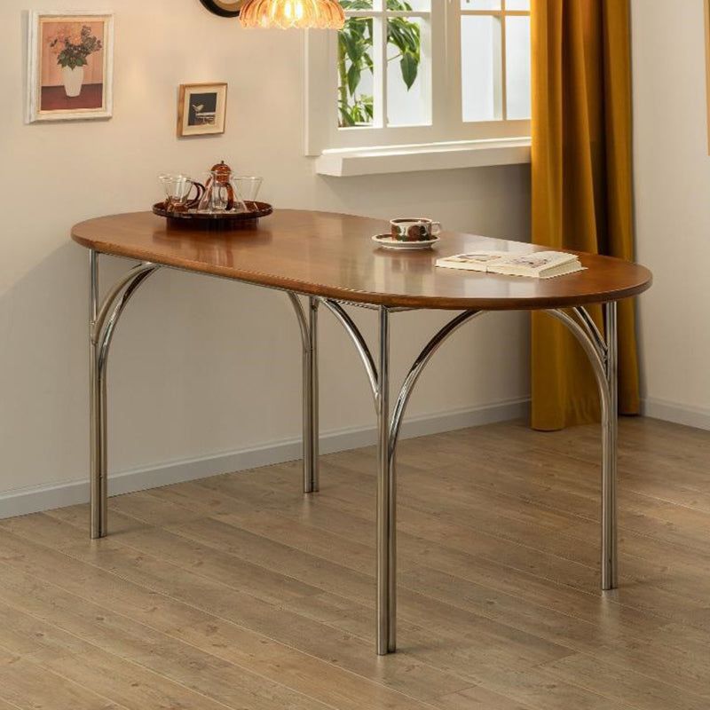 Ovale eetkamer keukentafel Moderne eettafel met zilveren frame