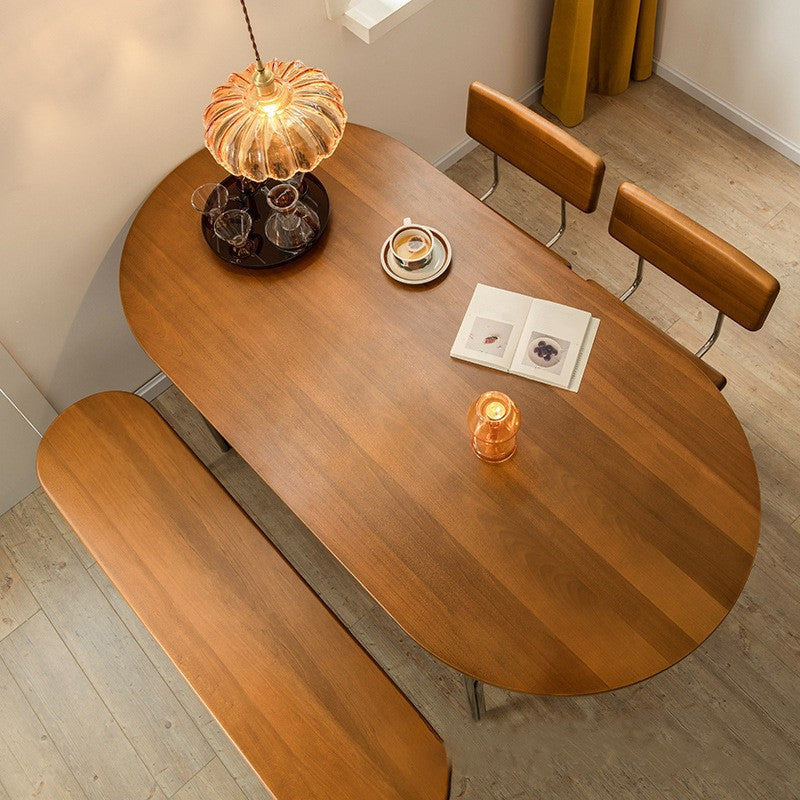 Ovale eetkamer keukentafel Moderne eettafel met zilveren frame
