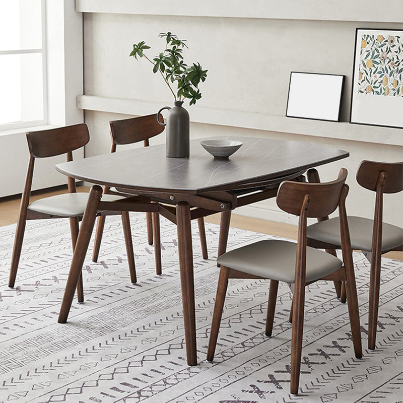 Contemporary Style 1/4/5/7 Pieces Dining Chairs Set Stone Round Furniture in Gray 5 Pieces: Table, 4 Chairs Clearhalo 'Dining Room Sets' 'Dining Tables & Seating' 'dining_room_set' 'furn' 'furn_dining_room_set' 'Furniture' 'Kitchen & Dining Furniture' 6785042