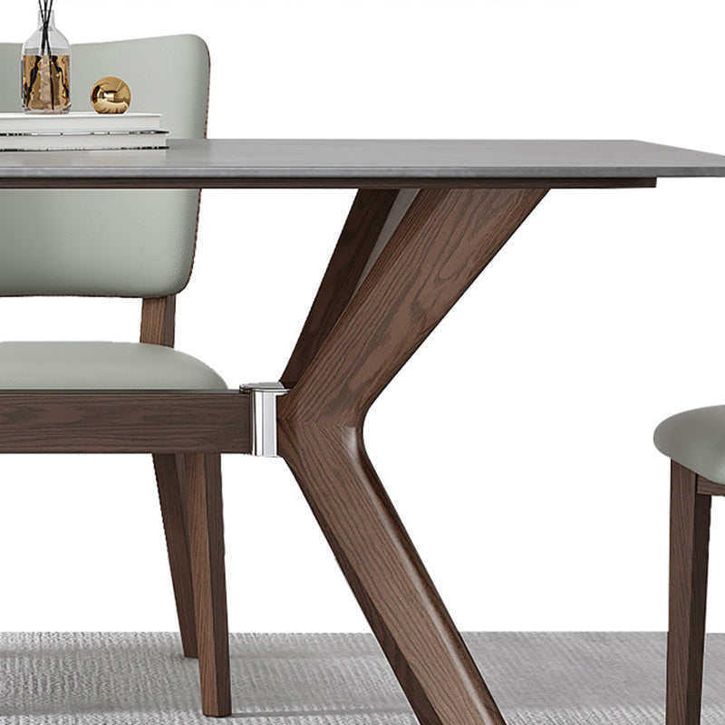 Eigentijdse stijl 1/4/5/7 stukken eetstoelen met rechthoekige stenen meubels in grijs