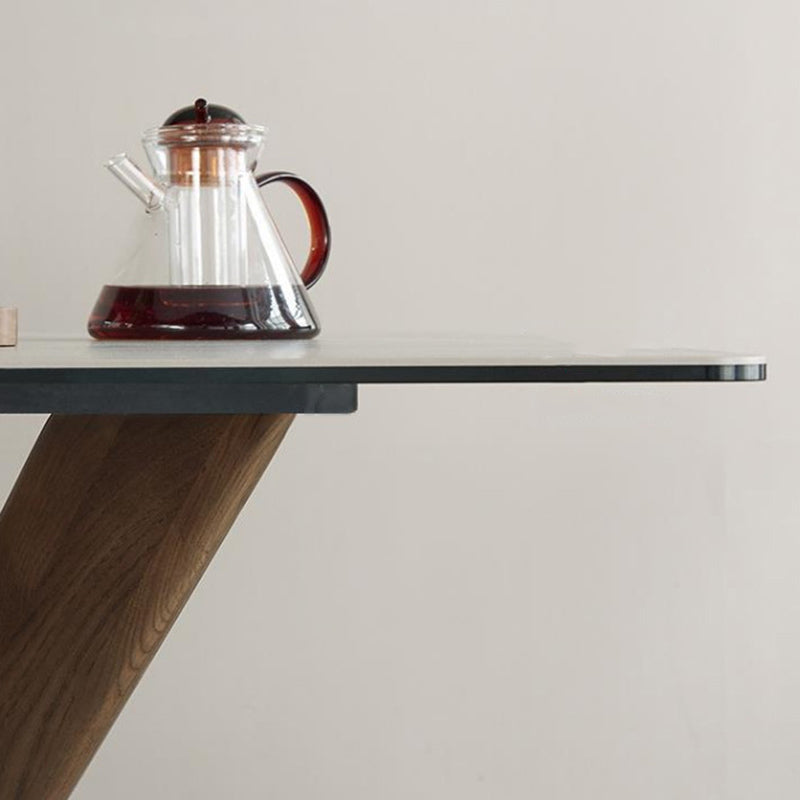 Eigentijdse stijl 1/4/5/7 stukken eetstoelen met rechthoekige stenen meubels in grijs