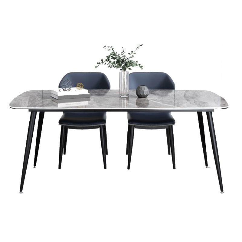Contemporary Style 1/2/3/5/7 Pieces Dining Chairs Set Rectangle Stone Furniture in Gray 3 Pieces: Table, 2 Chairs Clearhalo 'Dining Room Sets' 'Dining Tables & Seating' 'dining_room_set' 'furn' 'furn_dining_room_set' 'Furniture' 'Kitchen & Dining Furniture' 6785112