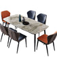 Contemporary Style 1/2/3/5/7 Pieces Dining Chairs Set Rectangle Stone Furniture in Gray 7 Pieces: Table, 4 Blue+2 Orange Chairs Clearhalo 'Dining Room Sets' 'Dining Tables & Seating' 'dining_room_set' 'furn' 'furn_dining_room_set' 'Furniture' 'Kitchen & Dining Furniture' 6785116