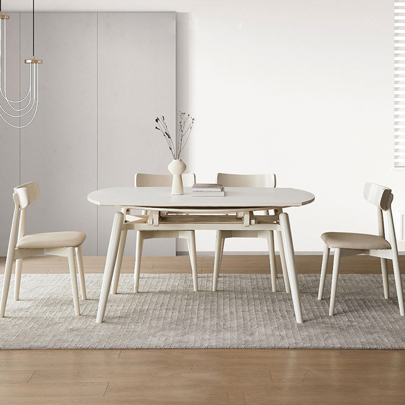 モダンな1/4/5/7ピースダイニングセット長方形の石の折りたたみ式ダイニングテーブルダイニングルーム用