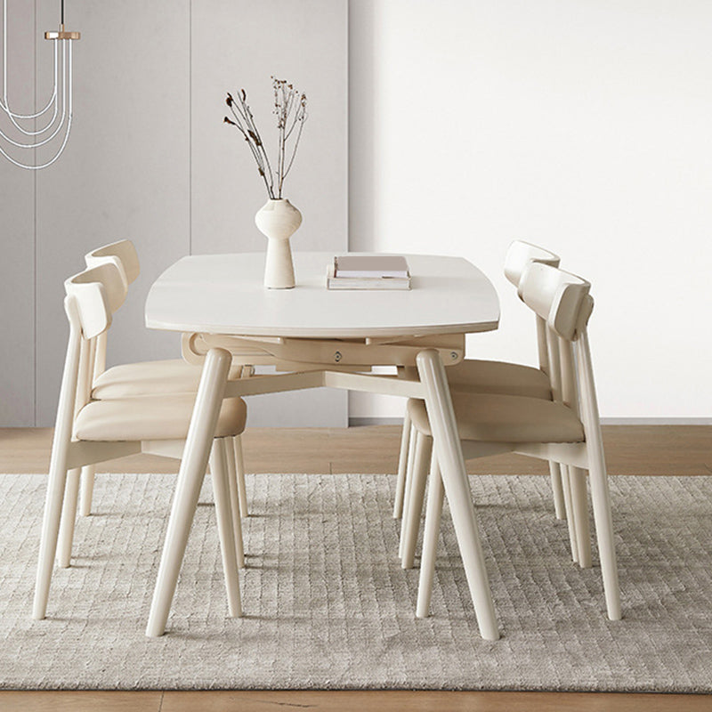 モダンな1/4/5/7ピースダイニングセット長方形の石の折りたたみ式ダイニングテーブルダイニングルーム用