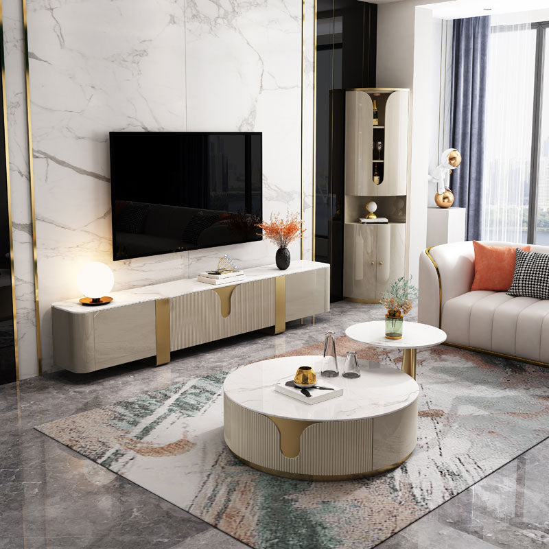 Glam TV Media Console Enclosed Storage TV Console with 2 Drawers Clearhalo 'furn' 'furn_tv_stands_entertainment_centers' 'Furniture' 'Living Room Furniture' 'TV Stands & Entertainment Centers' 'TV Stands & Media Storage Furniture' 'tv_stands_entertainment_centers' 6785282