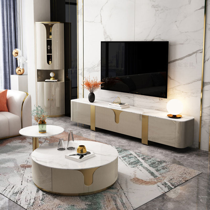 Glam TV Media Console Enclosed Storage TV Console with 2 Drawers Clearhalo 'furn' 'furn_tv_stands_entertainment_centers' 'Furniture' 'Living Room Furniture' 'TV Stands & Entertainment Centers' 'TV Stands & Media Storage Furniture' 'tv_stands_entertainment_centers' 6785283