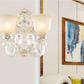 White-Gold Floral Wall Lamp Kit Retro Style Frosted Glass 1/2-Head Living Room Sconce Light Clearhalo 'Wall Lamps & Sconces' 'Wall Lights' Lighting' 6787