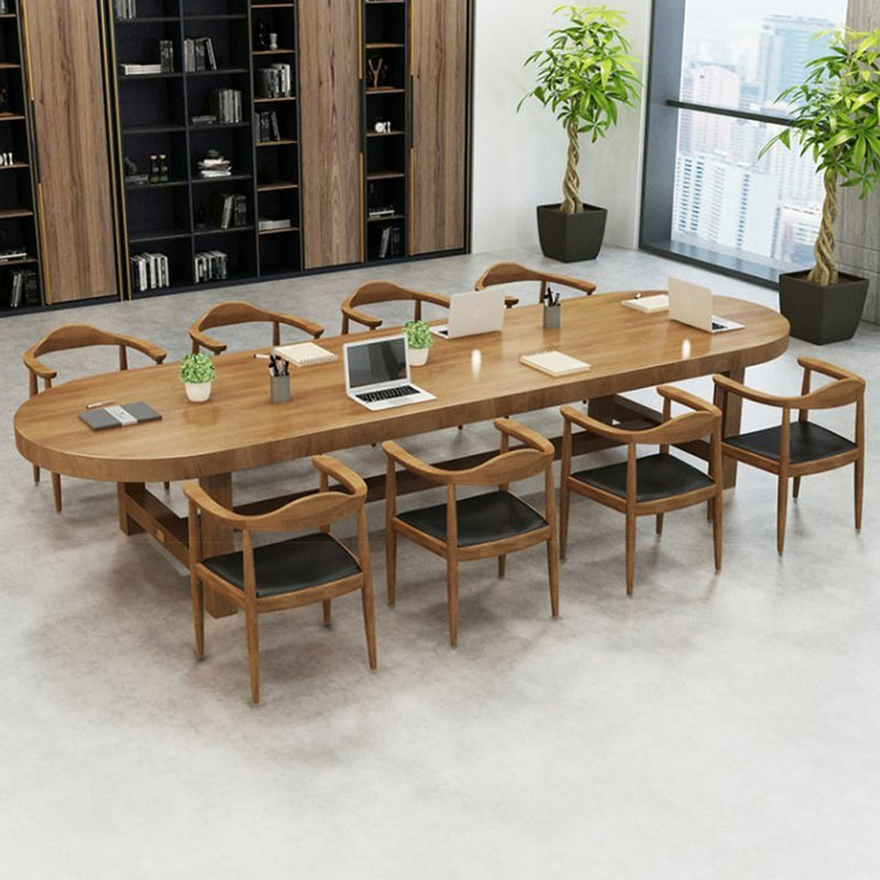 Industrial Solid Wood Writing Desk 29.53-inch Tall Oval Office Desk Clearhalo 'furn' 'furn_office_desk' 'Furniture' 'Office Desks' 'Office Furniture' 'office_desk' 6788043